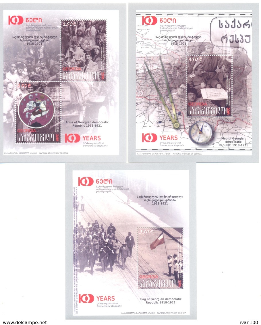 2018. Georgia, Centenary Of Georgian Democratic Republic, 3 S/s, Mint/** - Géorgie