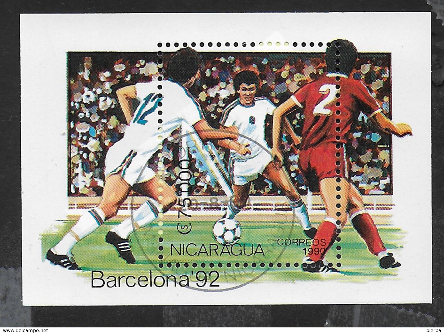 NICARAGUA - 1990 - GIOCHI OLIMPICI ESTIVI BARCELONA  '92 - CALCIO - FOGLIETTO USATO (YVERT BF 197 - MICHEL BL 191) - Estate 1992: Barcellona