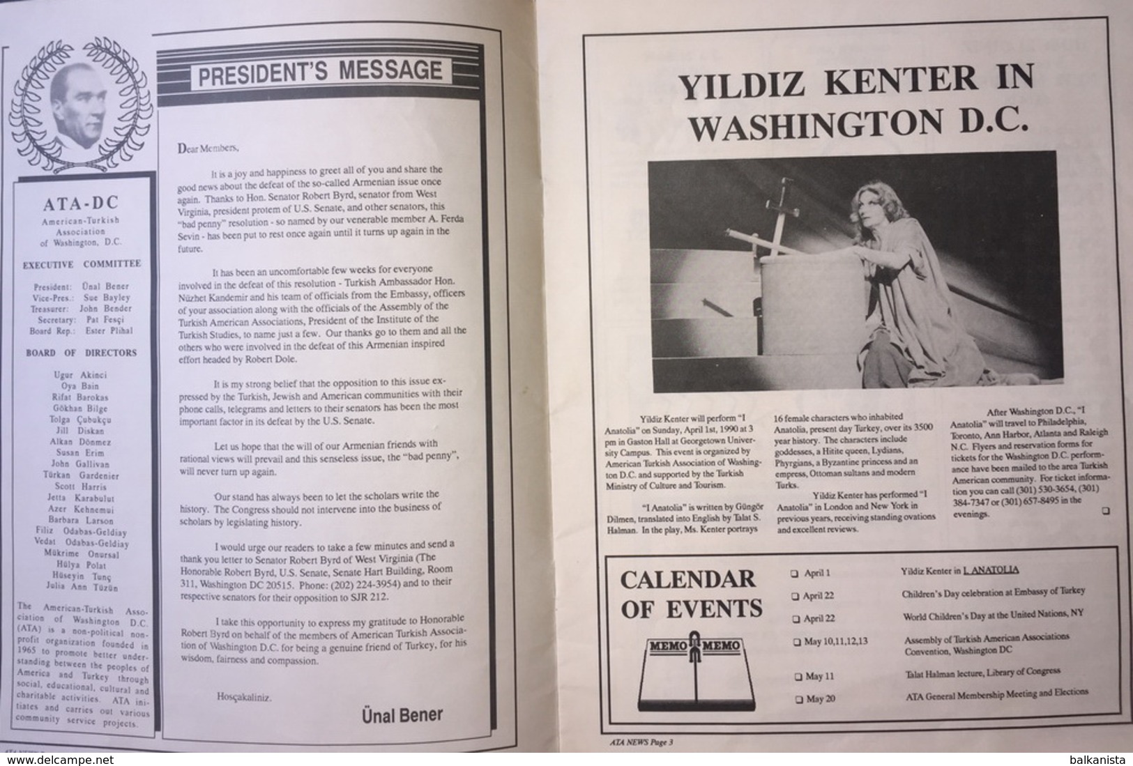 ATA News American Turkish Association March 1990 No:3 - History