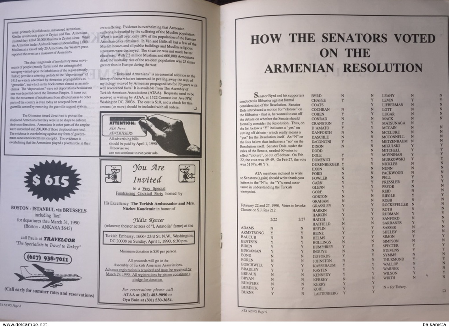 ATA News American Turkish Association March 1990 No:3 - Histoire