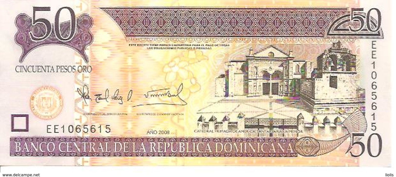 Dominicana P-176 50 Pesos Oro 2008 UNC - Dominicana