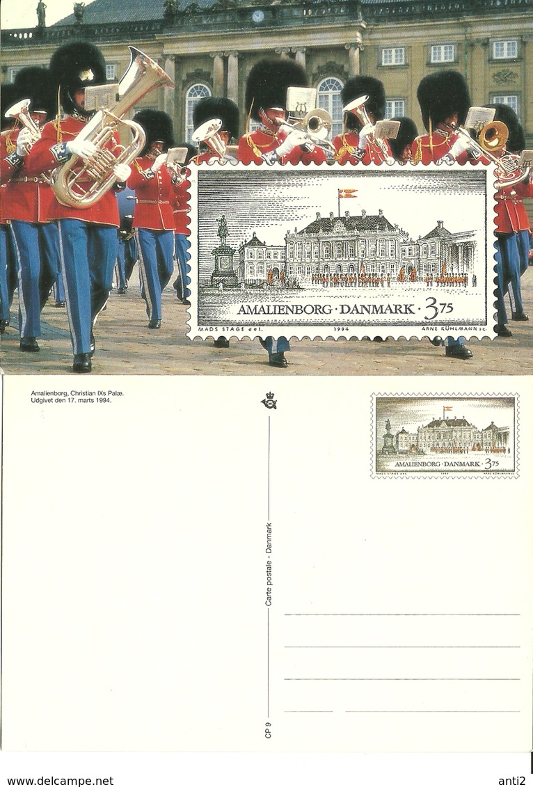 Denmark  1994 Castle Amalienborg, King Christian IX's Palace, With Imprinted Stamp Unused Card - Storia Postale