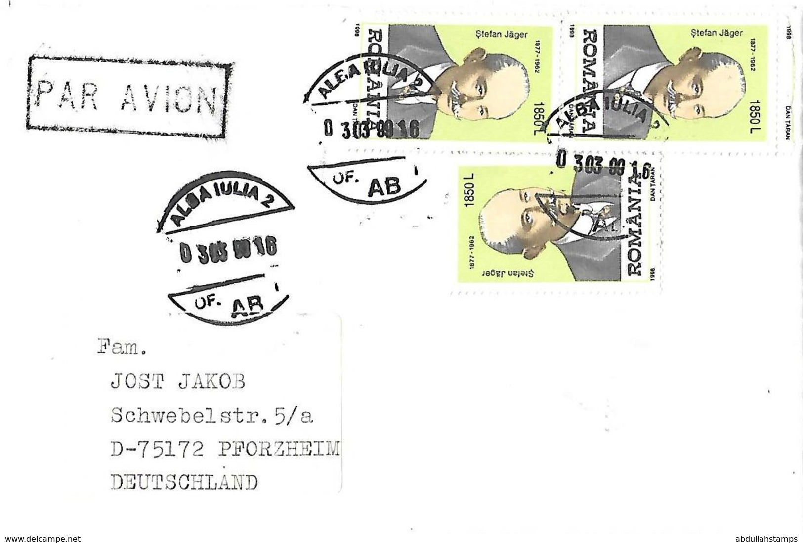 ROMANIA 1999   AIRMAIL COVER TO  GERMANY WITH LENIN  STAMPS. - Ohne Zuordnung