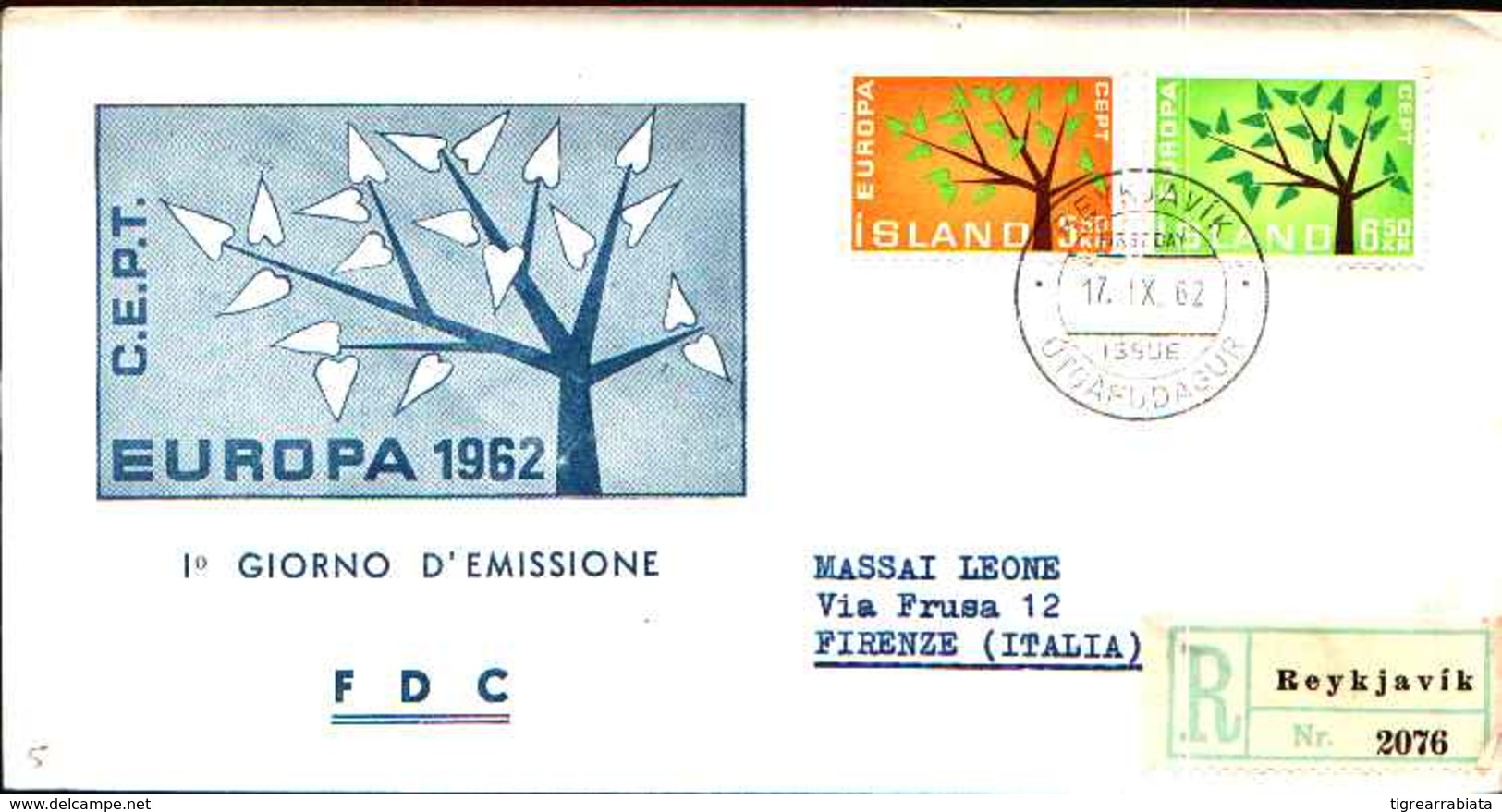 12667a) Island-  F.D.C.SERIE COMPLETA  - EUROPA  CEPT DEL1962 - FDC