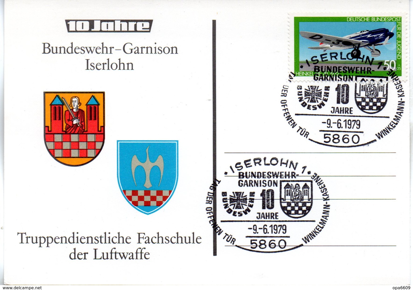 (FC-3) BRD Sonder-Karte "Bundeswehr-Garnision Iserlohn-Truppendienstliche Fachschule Der LUFTWAFFE" SSt 9.6.79 ISERLOHN - Briefe U. Dokumente