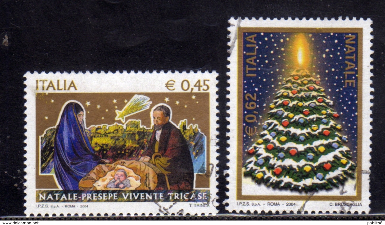 ITALIA REPUBBLICA ITALY 2004 NATALE CHRISTMAS NOEL WEIHNACHTEN NAVIDAD NATAL COMPLETE SET SERIE COMPLETA USATA USED - 2001-10: Afgestempeld