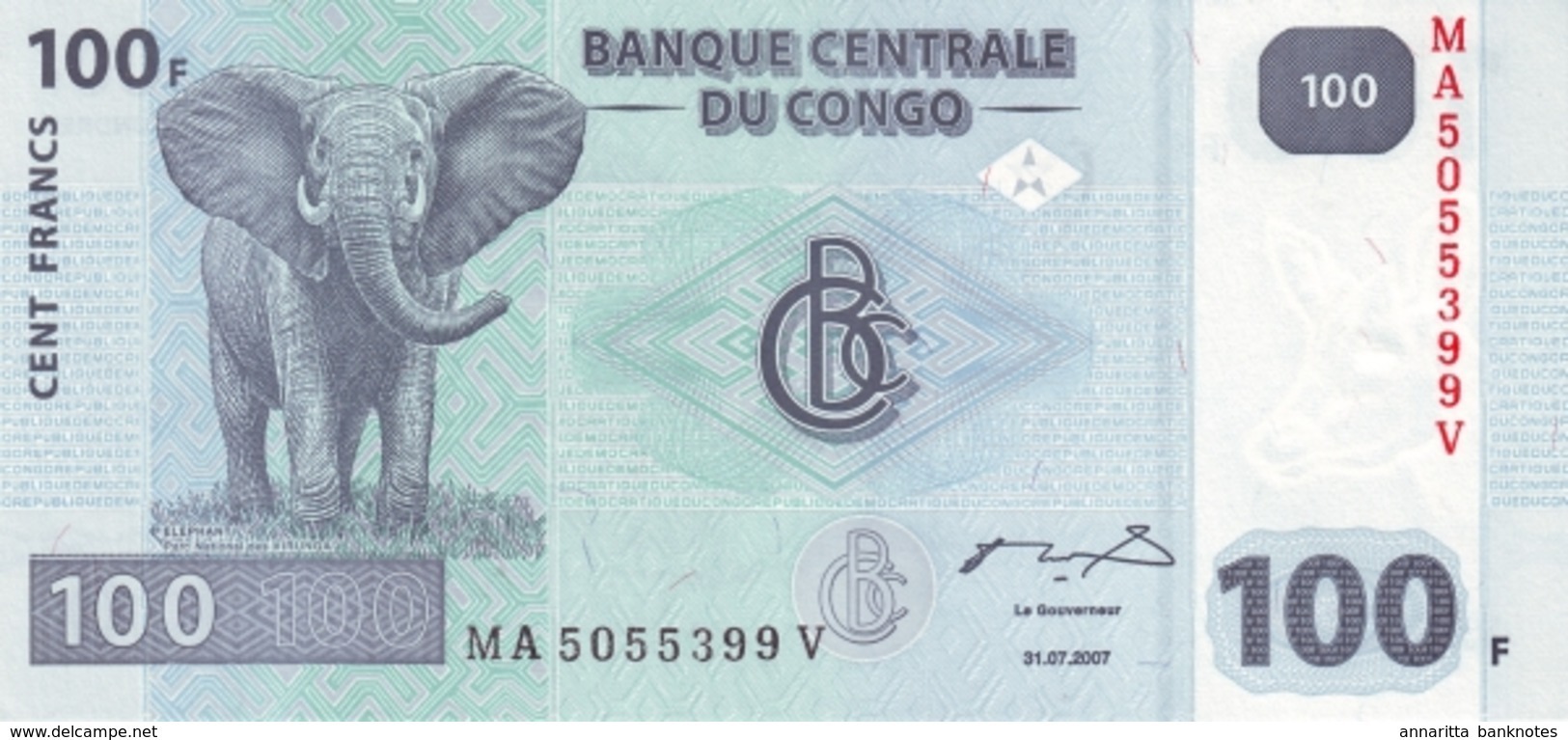 CONGO DEMOCRATIC REPUBLIC 100 FRANCS 2007 P-98 UNC  [CD320a] - República Democrática Del Congo & Zaire