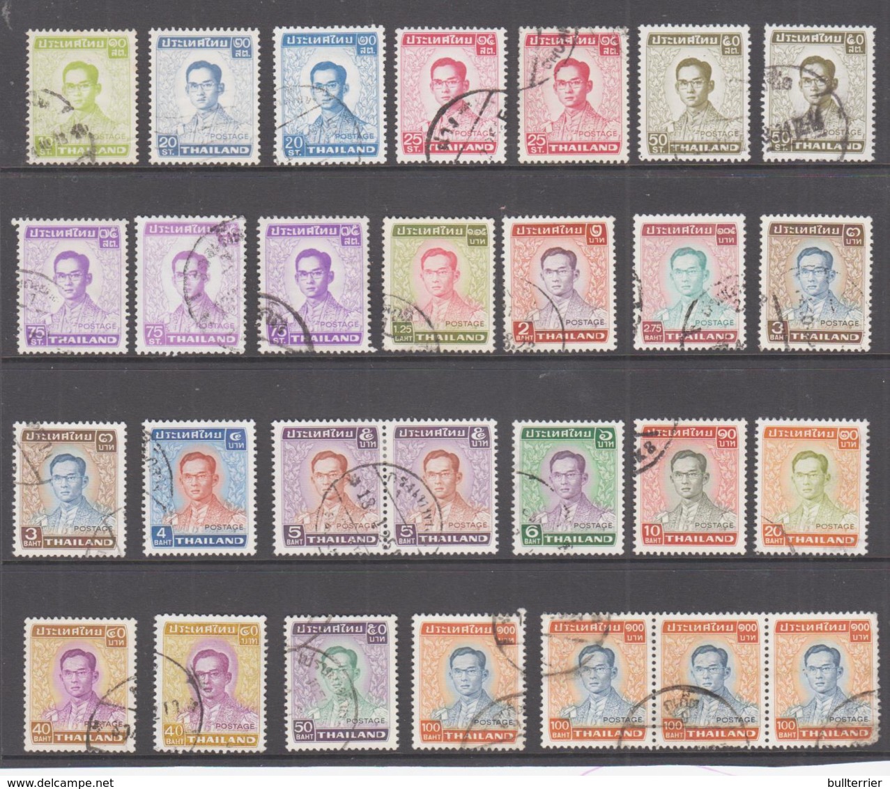 THAILAND - 1972- KING BHUMIBOL SET  100 BAHT INC STRIP OF 3 FINE USED  ,SG CAT £74 - Thailand