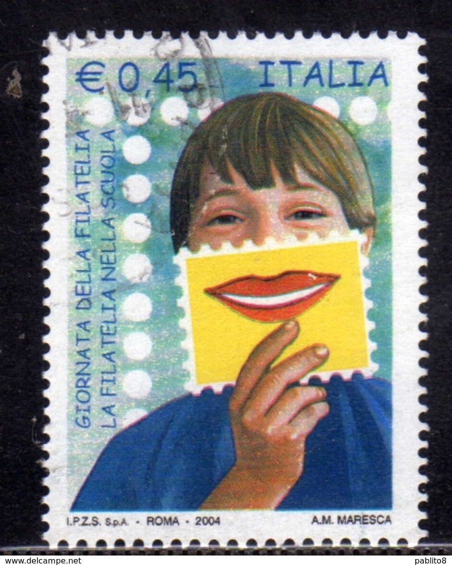 ITALIA REPUBBLICA ITALY REPUBLIC 2004 GIORNATA DELLA FILATELIA STAMP DAY E 0,45 USATO USED OBLITERE' - 2001-10: Usati