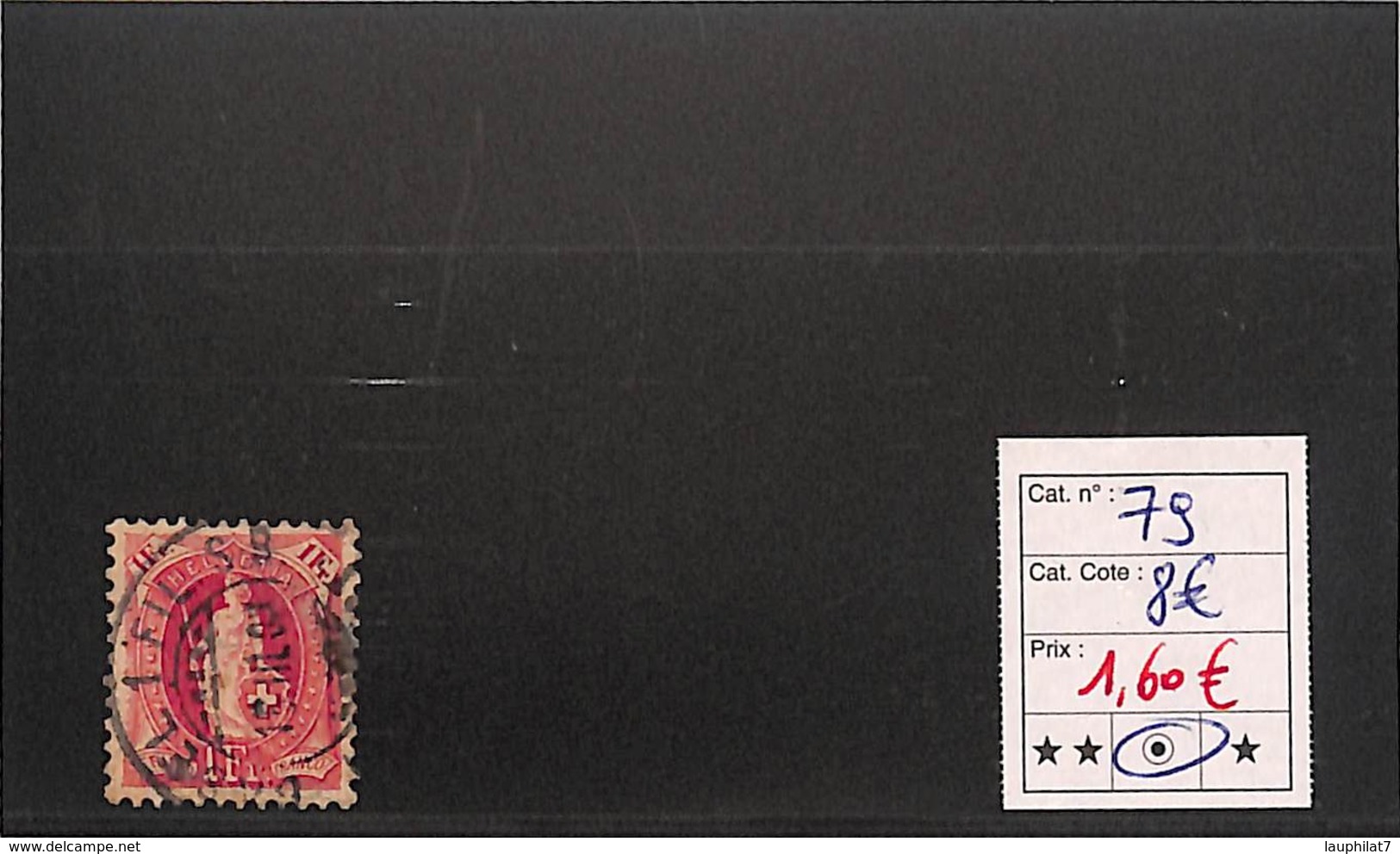 [816810]TB//O/Used-c:8e-Suisse 1882 - N° 79, 1F Rouge, Obl Centrale - Gebraucht