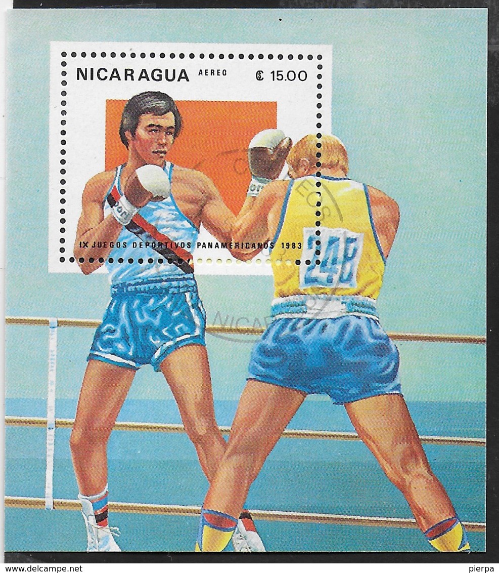 NICARAGUA - 1983 - GIOCHI PANAMERICANI - BOXE - FOGLIETTO USATO (YVERT BF 157 - MICHEL BL 150) - Pugilato