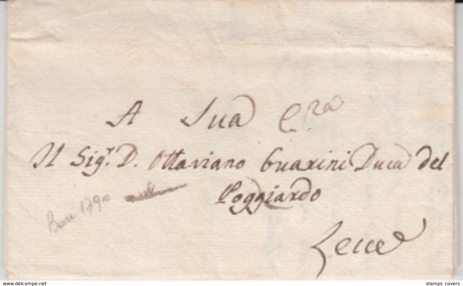 USED LETTER 01/06/1790 BARI LECCE - ...-1850 Préphilatélie