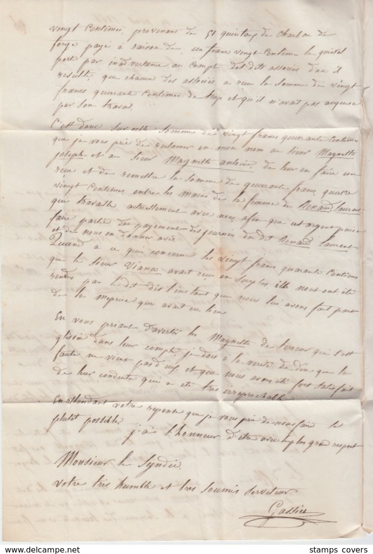 USED LETTER 19/04/1846 CAMPAGNA DEMONTE EN PIEMONT - 1. ...-1850 Prefilatelia