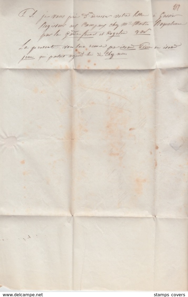 USED LETTER 19/04/1846 CAMPAGNA DEMONTE EN PIEMONT - 1. ...-1850 Prefilatelia