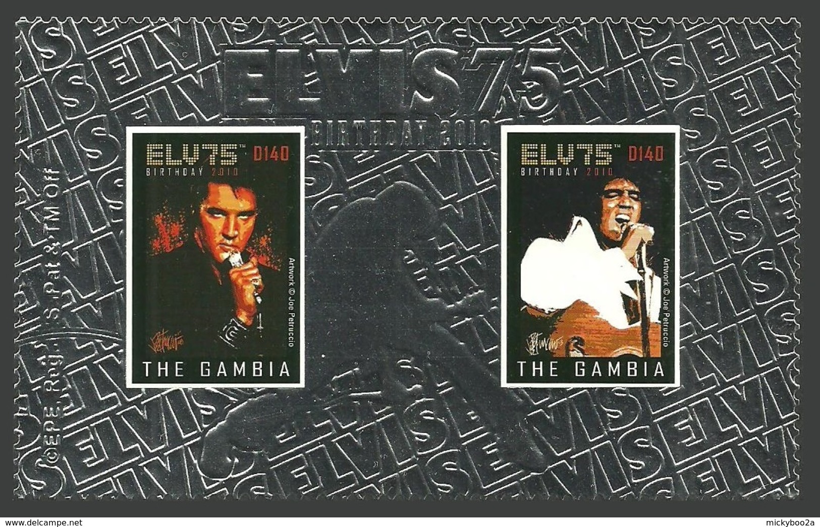 GAMBIA 2010 POP ROCK MUSIC ELVIS 75TH BIRTH ANNIVERSARY SILVER SET MNH - Gambia (1965-...)