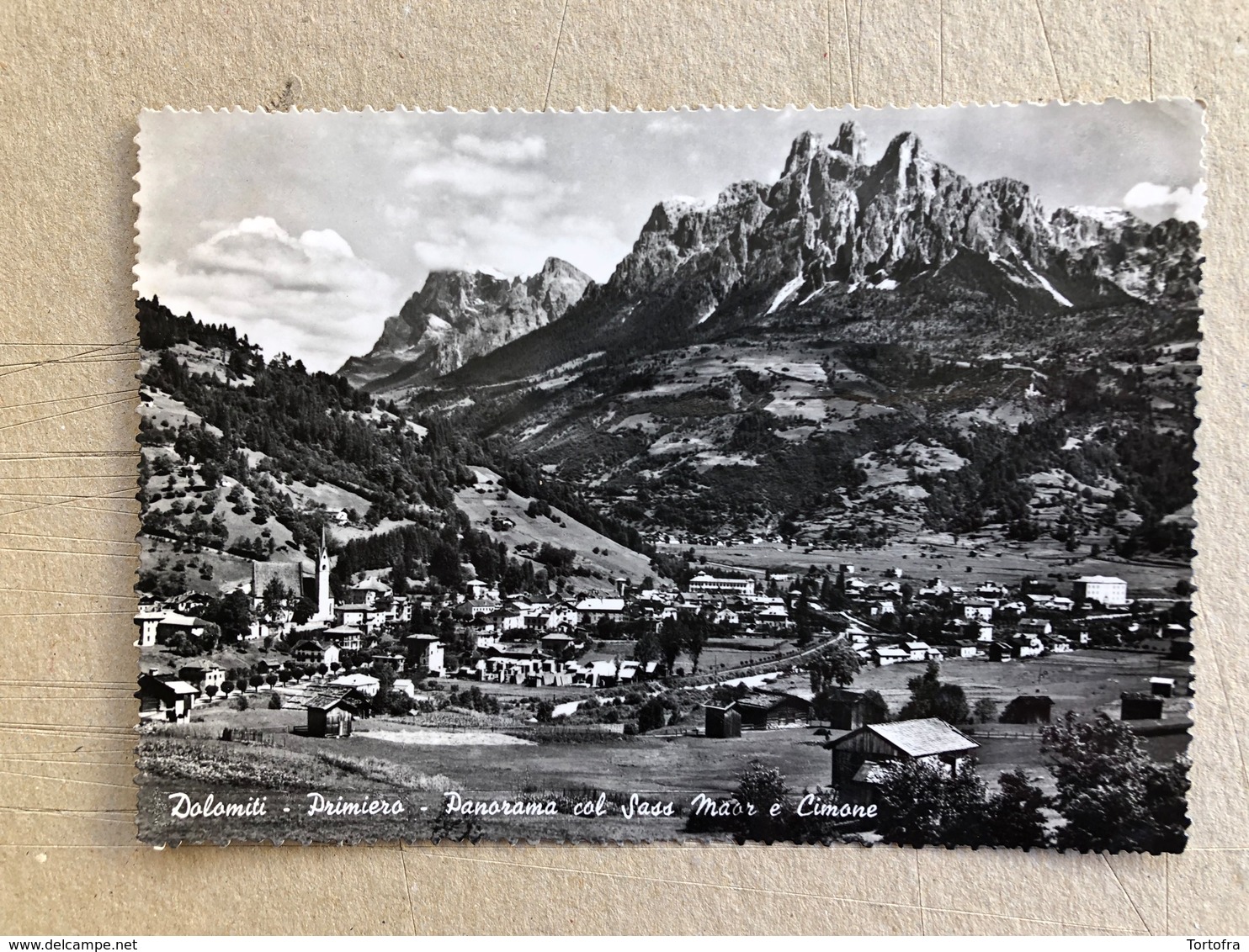 DOLOMITI PRIMIERO PANORAMA COL SASS MAOR E CIMONE 1956 - Trento