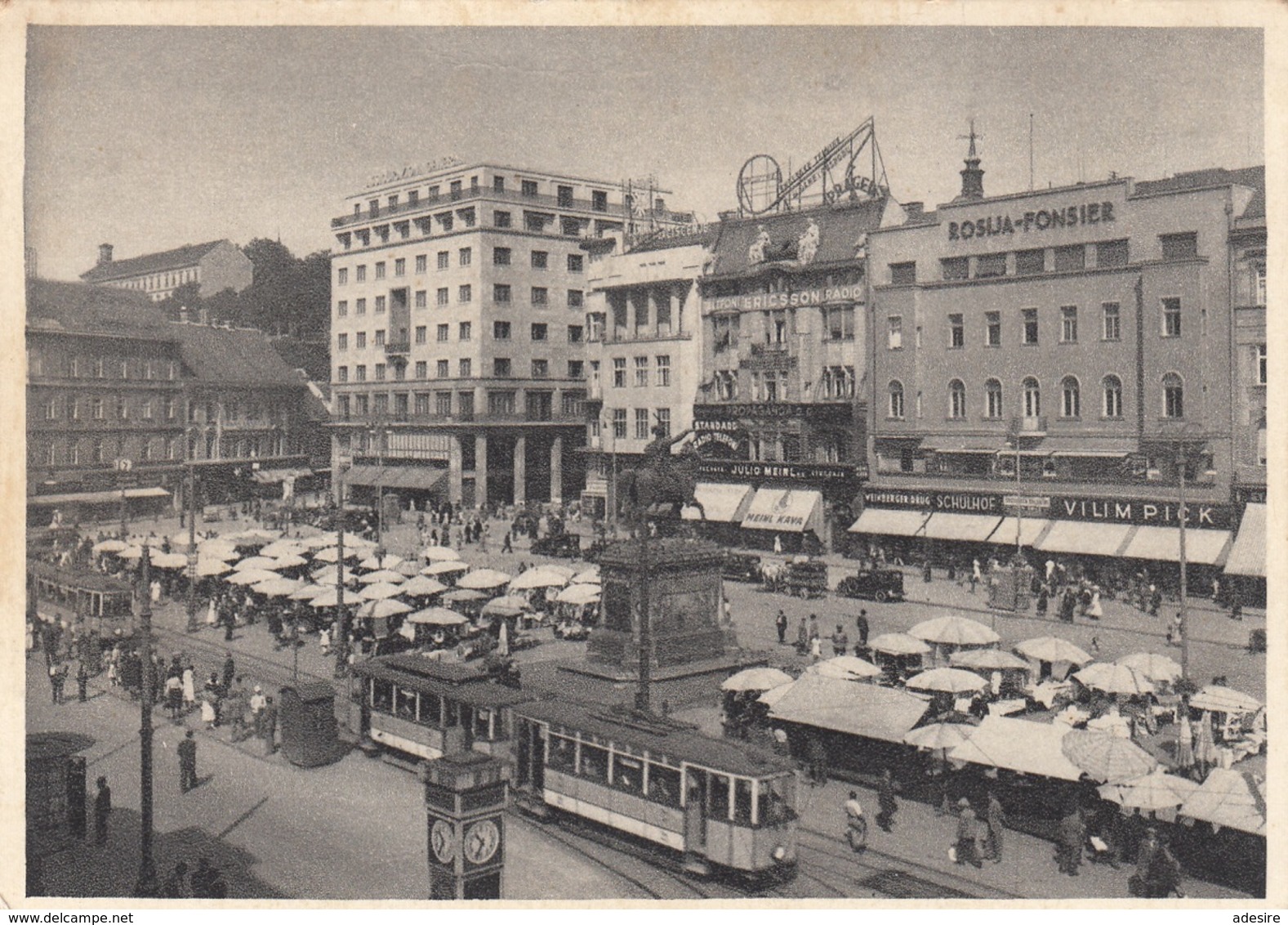 ZAGREB Spomenik Bana Jelacica Markt Strassenbahn - 193?, Gute Erhaltung - Kroatien