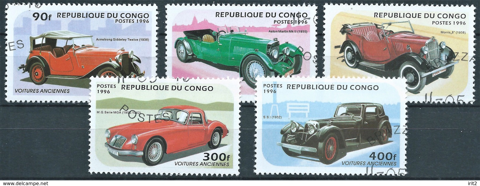 Republic Of The Congo,1996 Vintage Cars, Auto D'epoca - Used