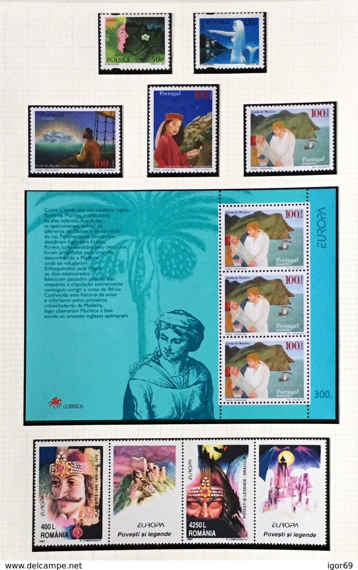 1997 Europa-CEPT Tales and Legends complete year set with blocks