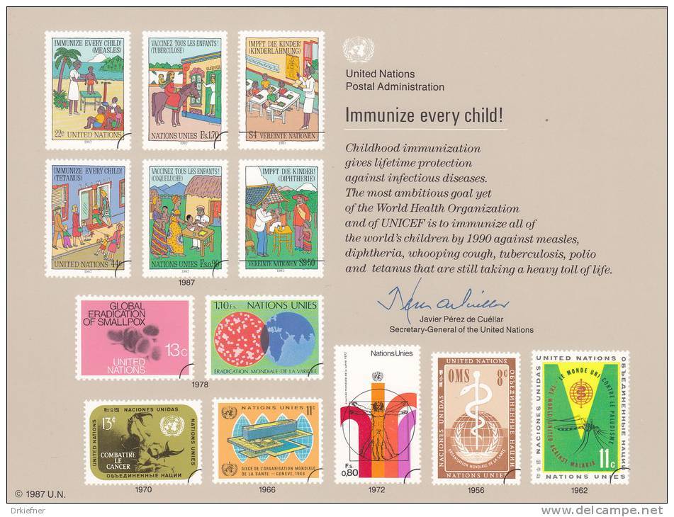 UNO NEW YORK, Erinnerungskarte EK 32, Immunize Every Child!, 1987 - Sonstige & Ohne Zuordnung