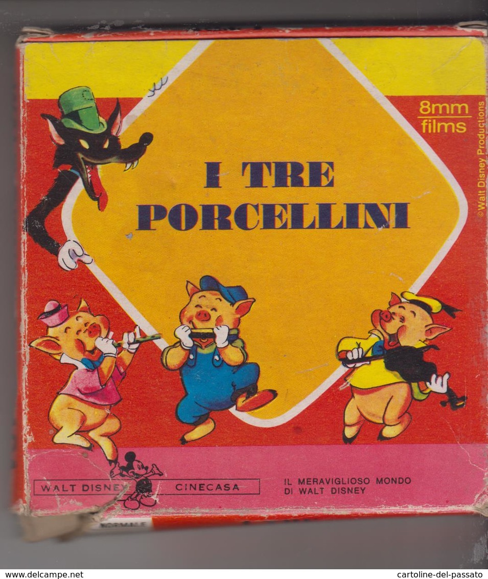 Walt Disney Film Super 8 Mm Film Office " I Tre Porcellini - Filme: 35mm - 16mm - 9,5+8+S8mm