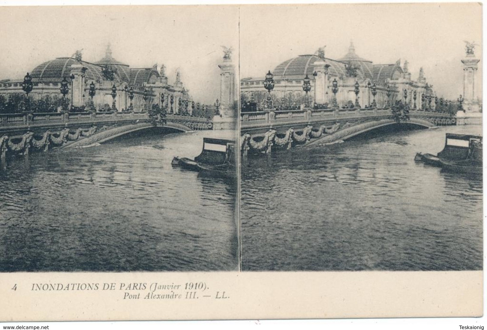 CPA N°4. Inondations De Paris (janvier 1910) Pont Alexandre III. Deux Vues Identiques. - Paris Flood, 1910