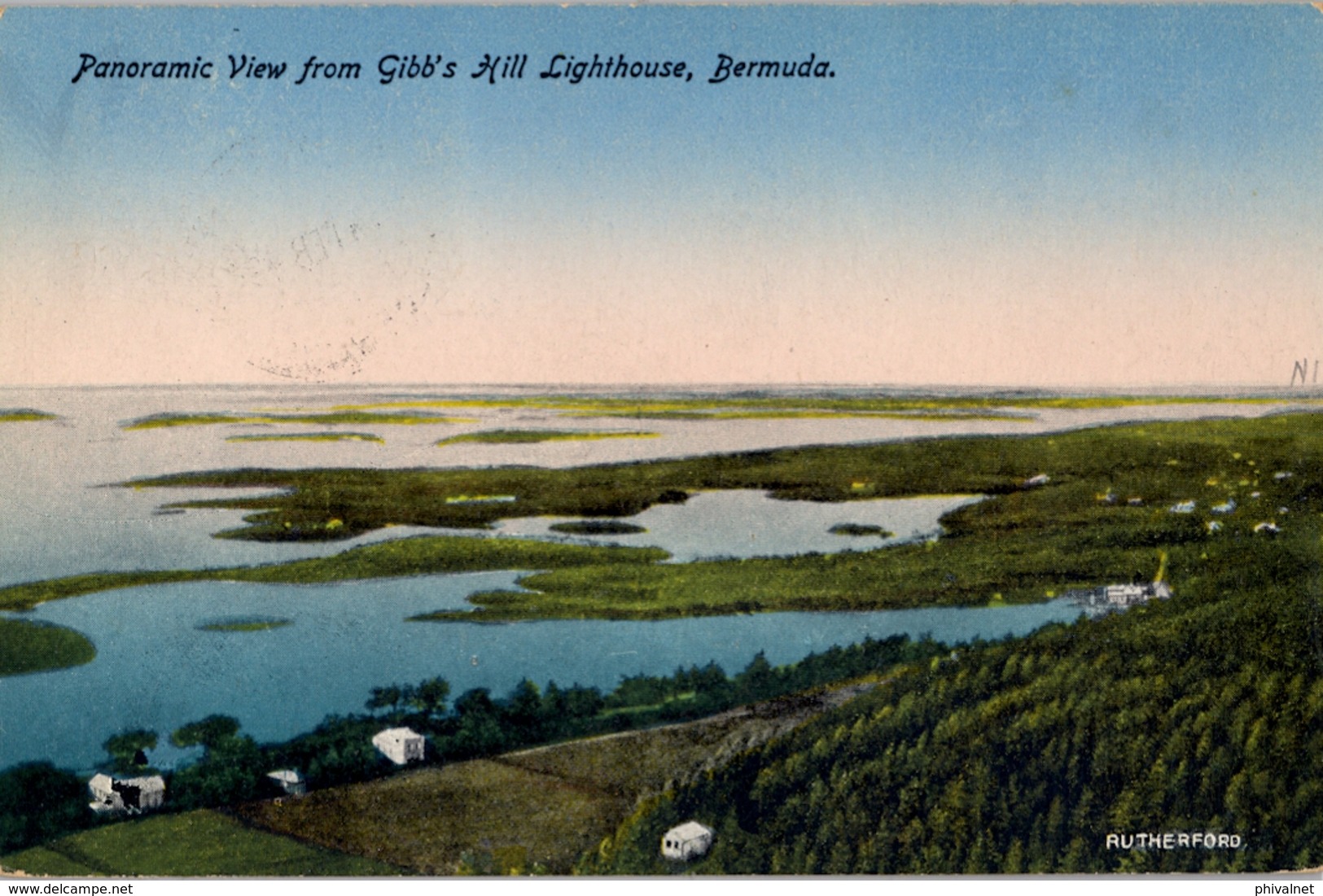 BERMUDA , TARJETA POSTAL CIRCULADA , PANORAMIC VIEW FROM GIBB'S HILL LIGHTHOUSE - BERMUDA - Bermudas