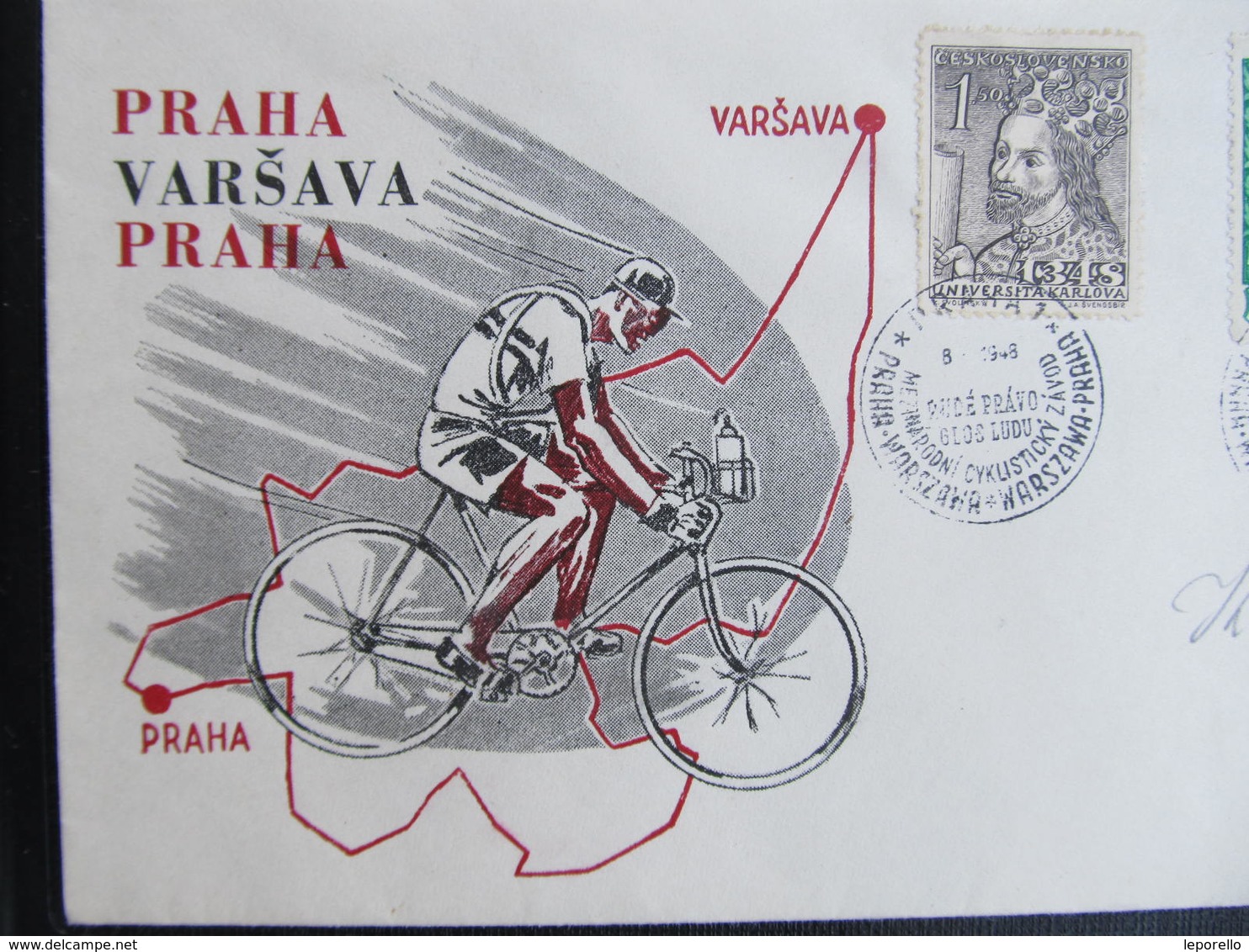 BRIEF Fahrrad Bicycle Sport Praha - Varsovia 1948 // D*39559 - Briefe U. Dokumente