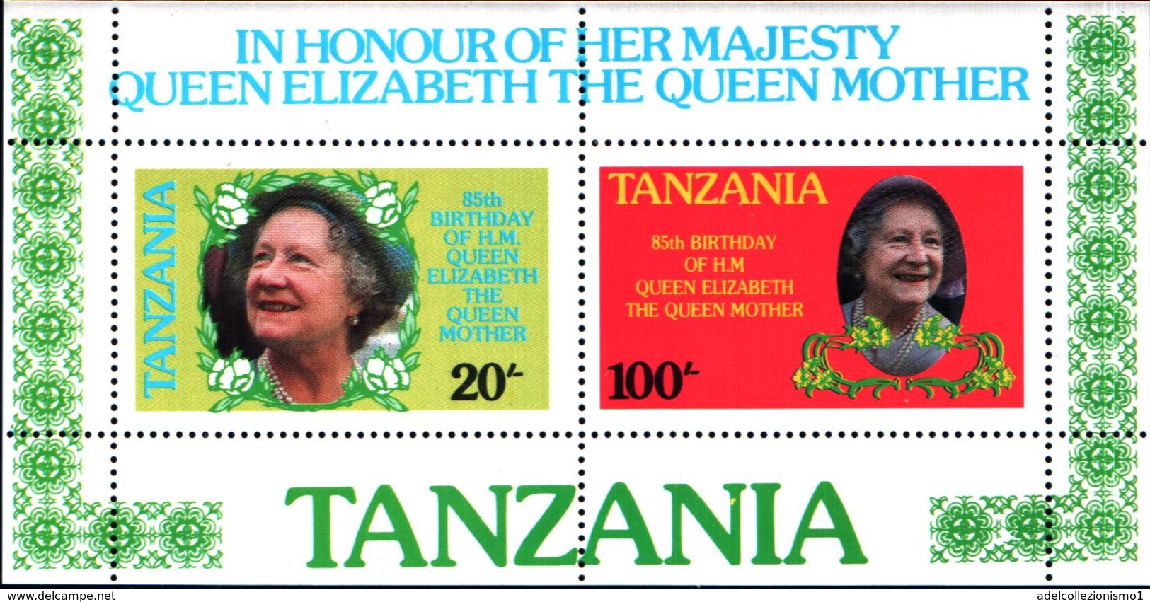 6390b) Tanzania 85 Cumpleaños Reina Madre Año 1985 -BF-MNH** - Tanzania (1964-...)