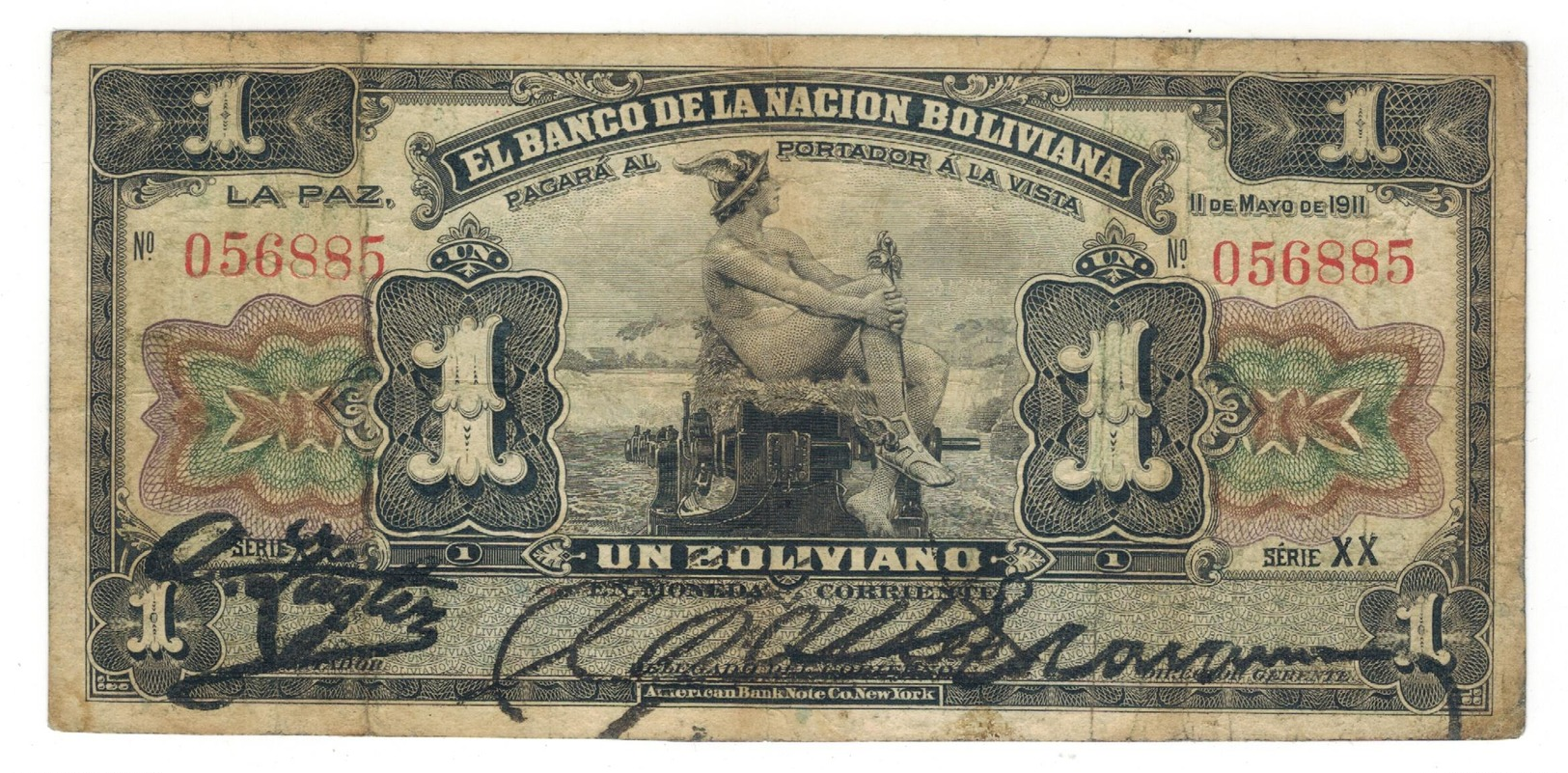 Bolivia 1 Boliviano 1911, P-103 . F - Bolivien