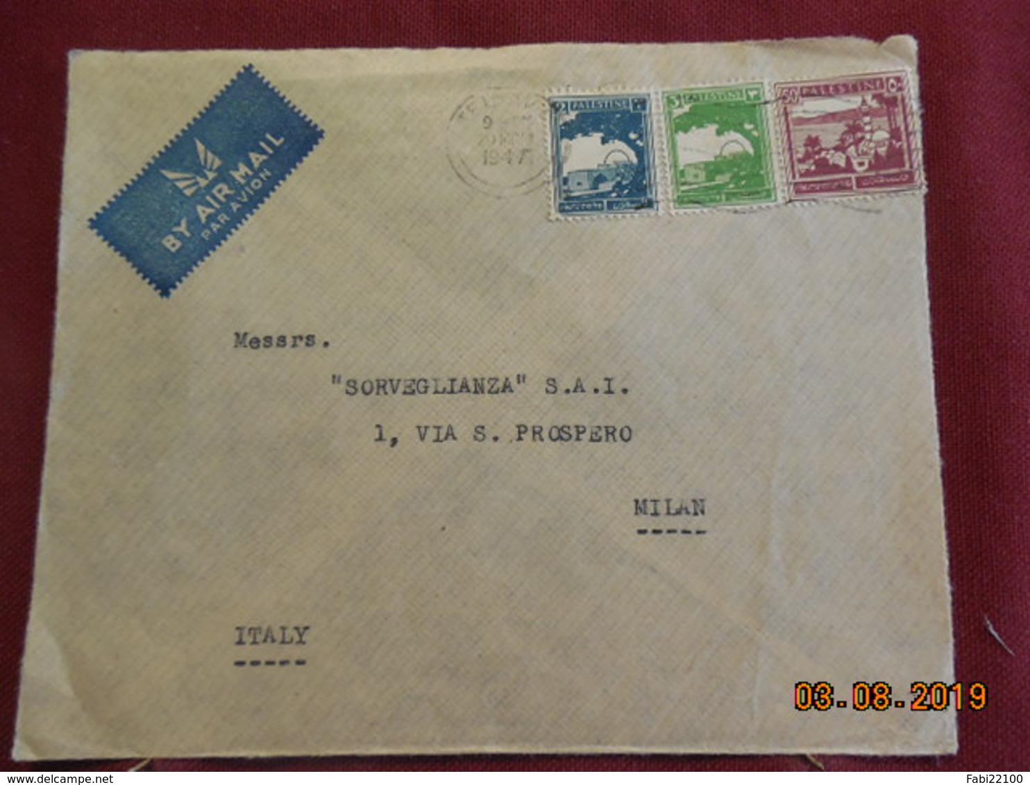 Lettre De 1947 à Destination De Milan - Palestine