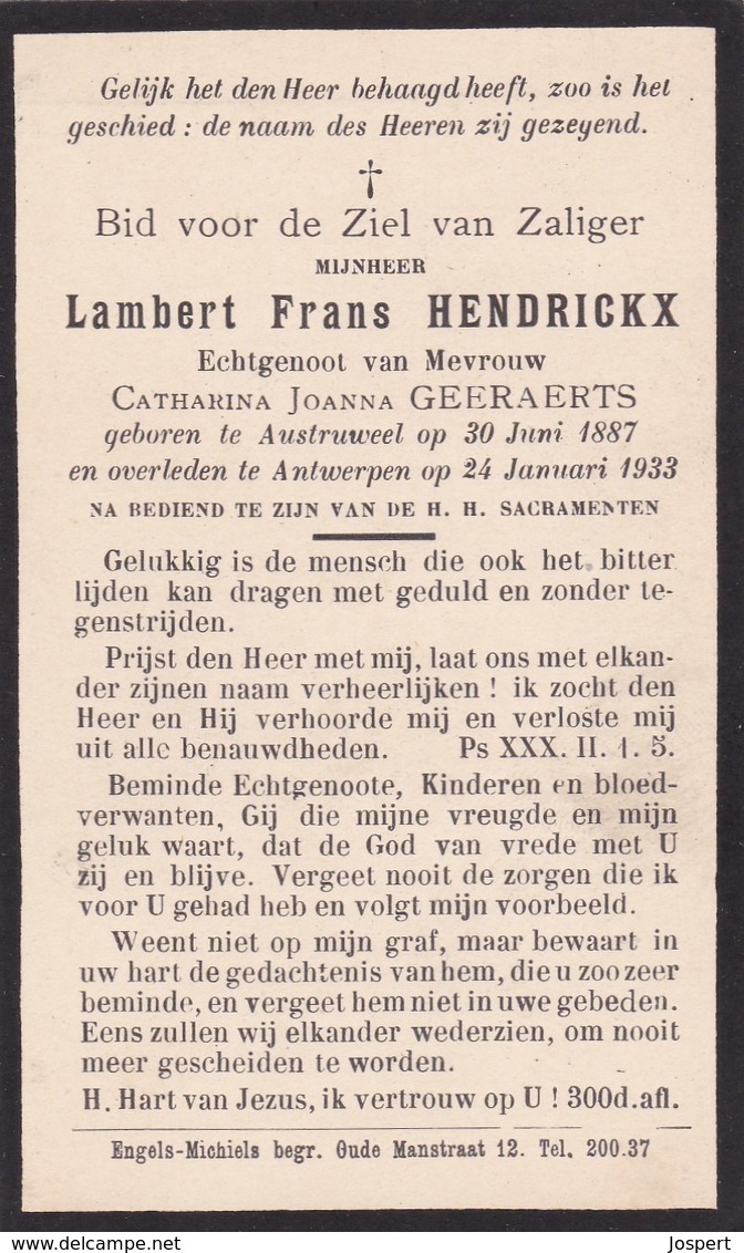 Austruweel, Antwerpen, 1933, Lambert Hendrickx, Geeraerts - Imágenes Religiosas