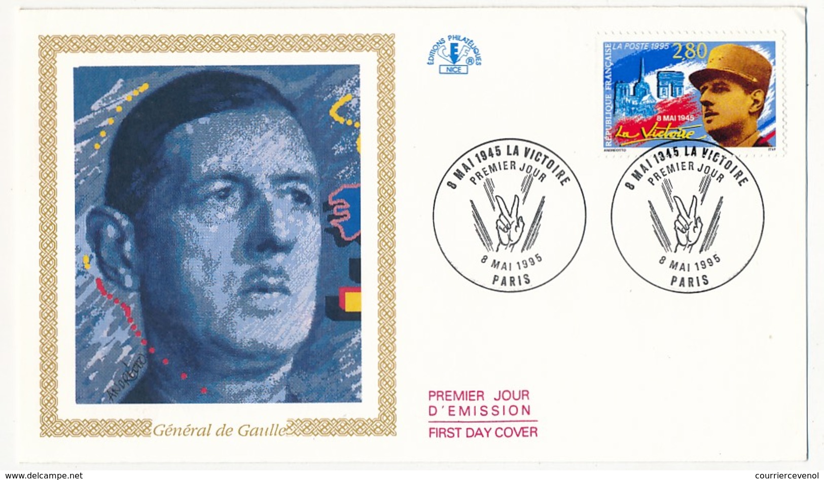 FRANCE - Enveloppe FDC -  2,80 "La Victoire" (Ch. De Gaulle) - Paris - 8/5/1995 - De Gaulle (Generaal)