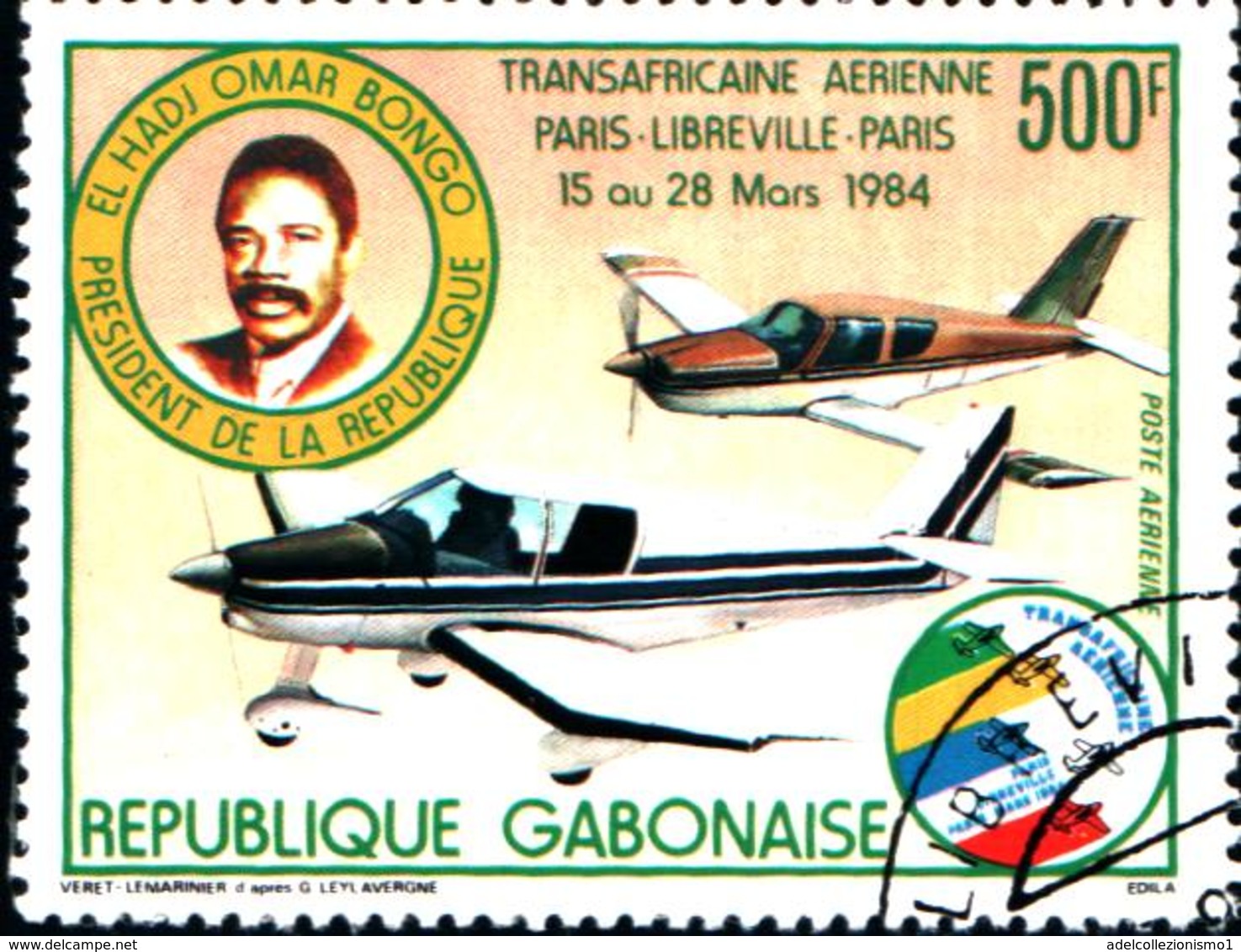 6396b) Gabon Gabon 1984 897 C264 Air Race Trans Africa RALLY VOLO AEREI PLANES  -USATO - Gabon (1960-...)