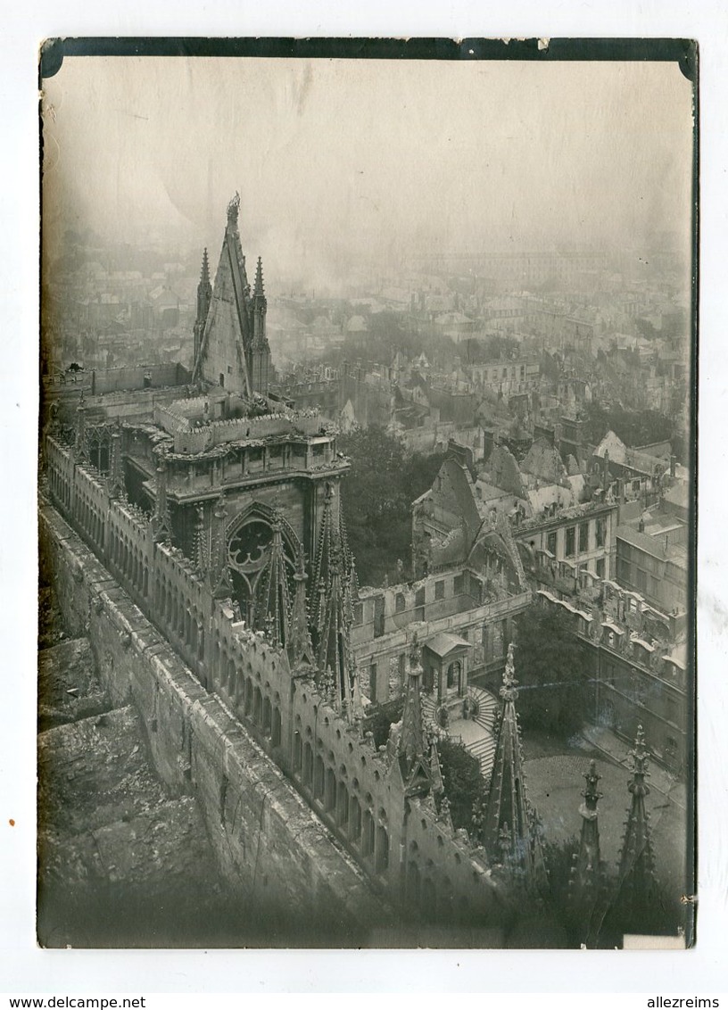 Photo Originale Format  179*128 Mm  REIMS   La Cathédrale Après Guerre 14-18                   A   VOIR  !!! - Bateaux