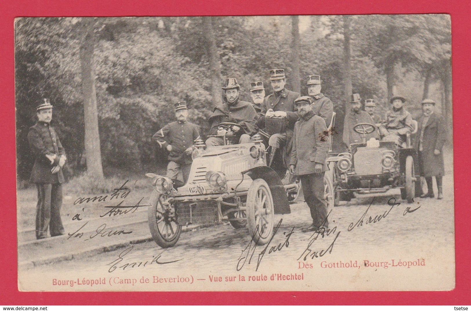 Leopoldsburg (kamp Van Beverloo ) -Top Kaart - Vue Sur La Route D'Hechtel ... Automobiles Peugeot - 1904  ( Voir Verso ) - Leopoldsburg (Camp De Beverloo)