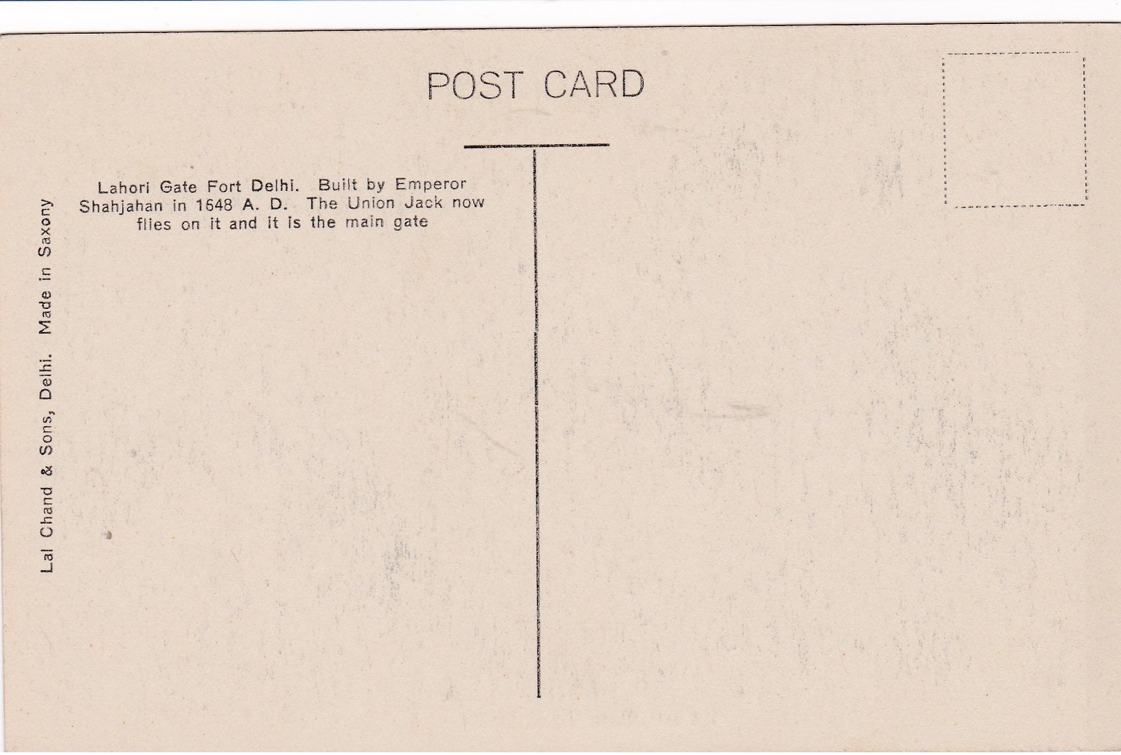 Small Old Postcard Of Lahori Gate Fort Delhi,Delhi, India,S1. - India