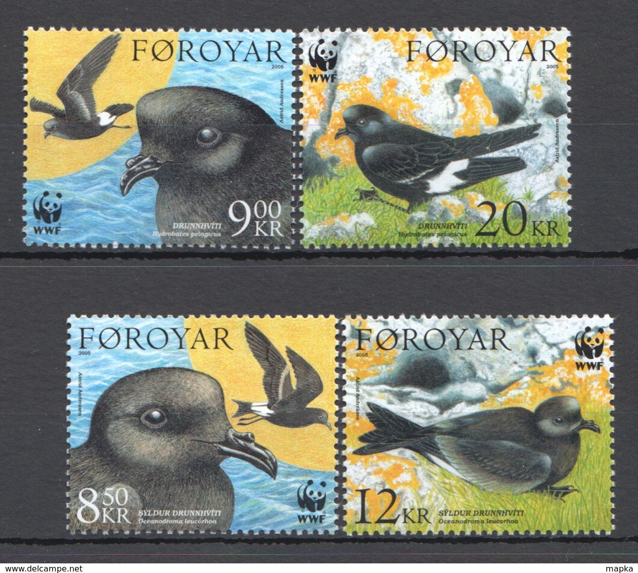 U694 2005 FAROE FOROYAR FAROE ISLANDS WWF FAUNA BIRDS MICHEL 13,5 EURO 1SET MNH - Autres & Non Classés