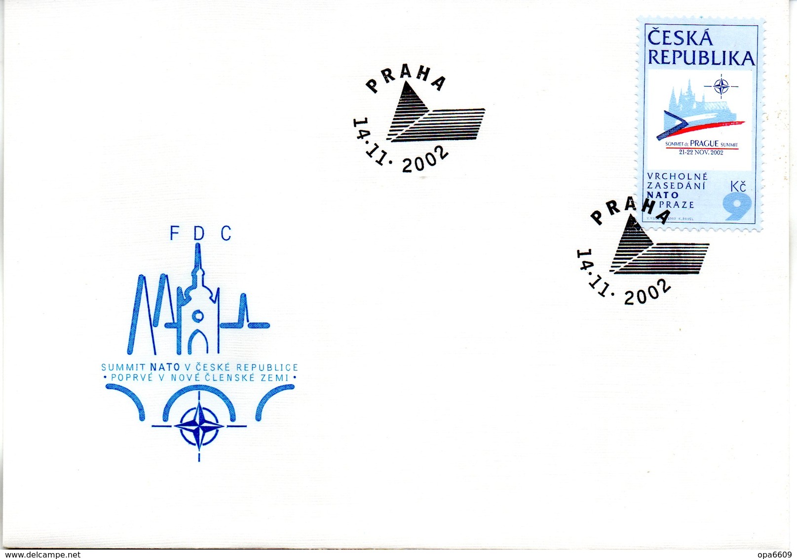 (FC-3) Tschechische Republik Schmuck-FDC  "NATO-Gipfelkonferenz 2002", Mi. 337 ESSt 14.11.2002 PRAHA - Briefe U. Dokumente