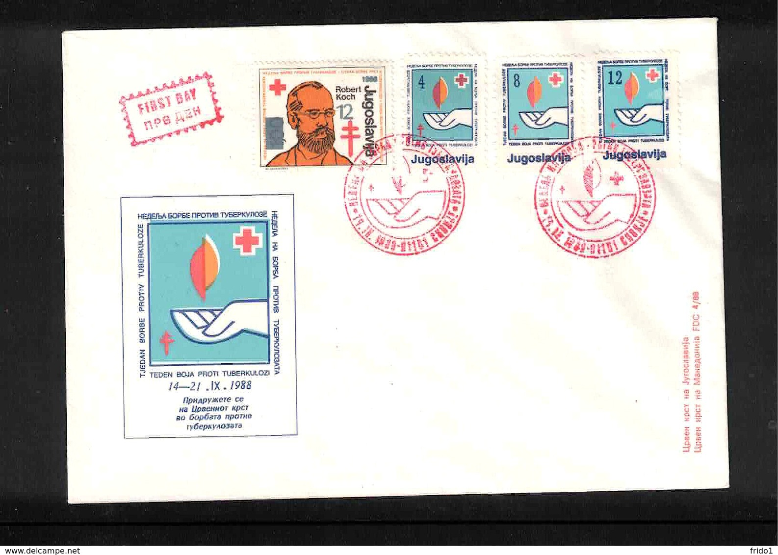 Jugoslawien / Yugoslavia 1988 TBC Tax Stamps + Robert Koch  FDC Scarce - Brieven En Documenten