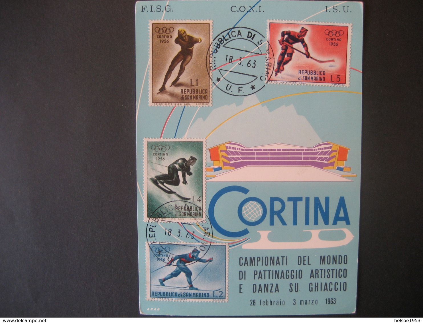 San Marino 1955/63- Souvenirkarte Und Karte Olymp. Winterspiele Cortina - Oblitérés