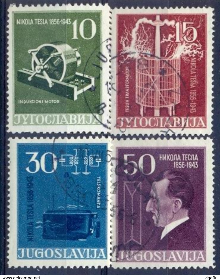 YU 1956-791-4 NICOLA TESLA, YUGOSLAVIA, 1 X 4v, Used - Sonstige & Ohne Zuordnung