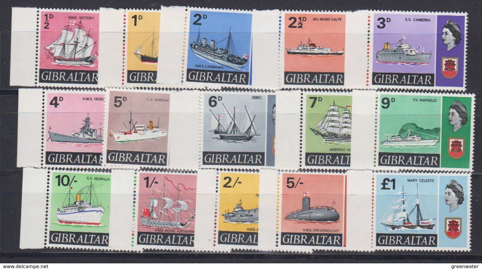 Gibraltar 1967 + 1969 Definitives / Ships 15v ** Mnh (44023) - Gibilterra