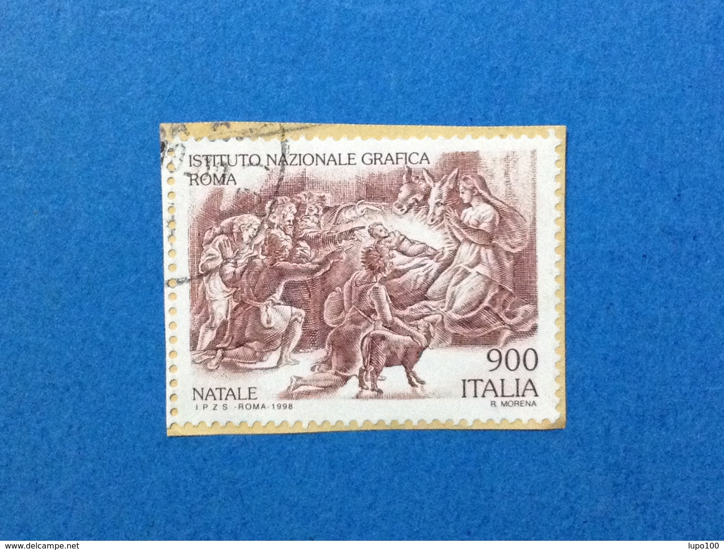 1998 ITALIA FRANCOBOLLO USATO STAMP USED NATALE ADORAZIONE DEI PASTORI DA 900 LIRE - - 1991-00: Usati