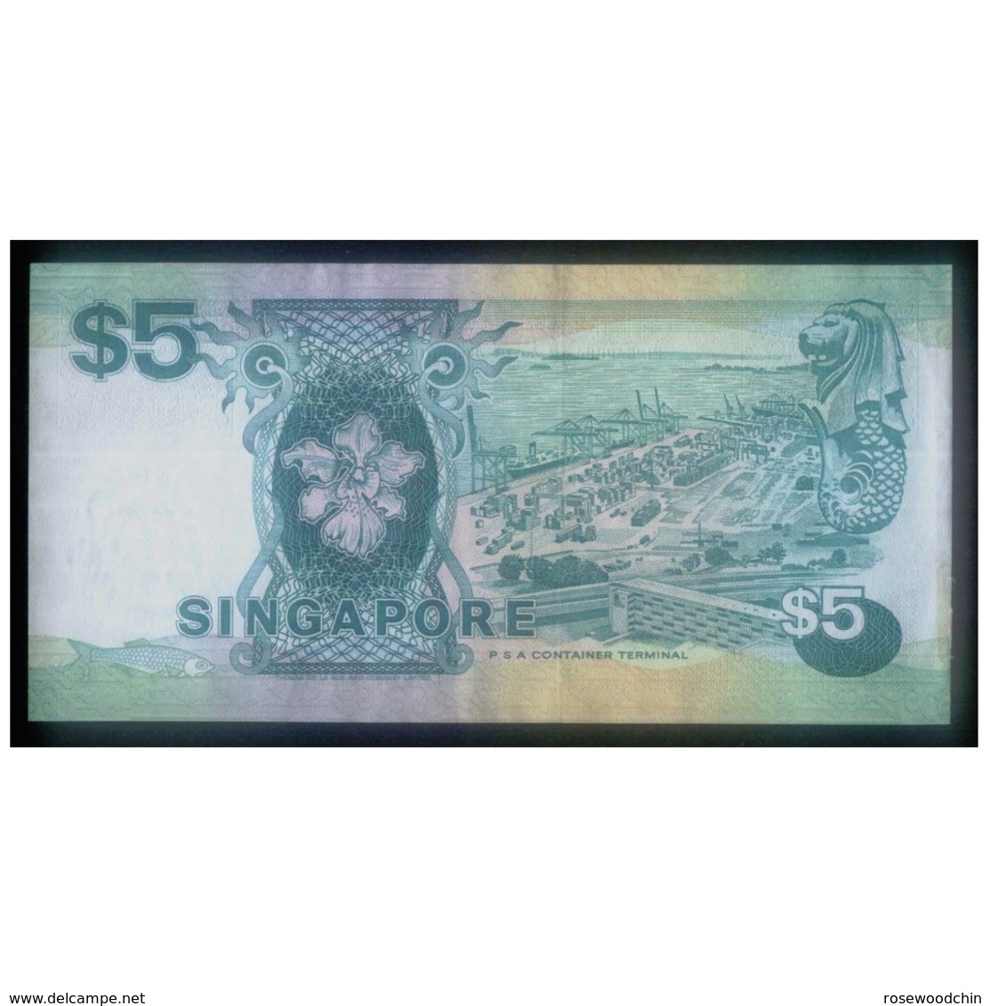 RARE ! Singapore Ship Series $5 HTT Sign W/ Seal CURRENCY MONEY BANKNOTE (#45) - Singapore