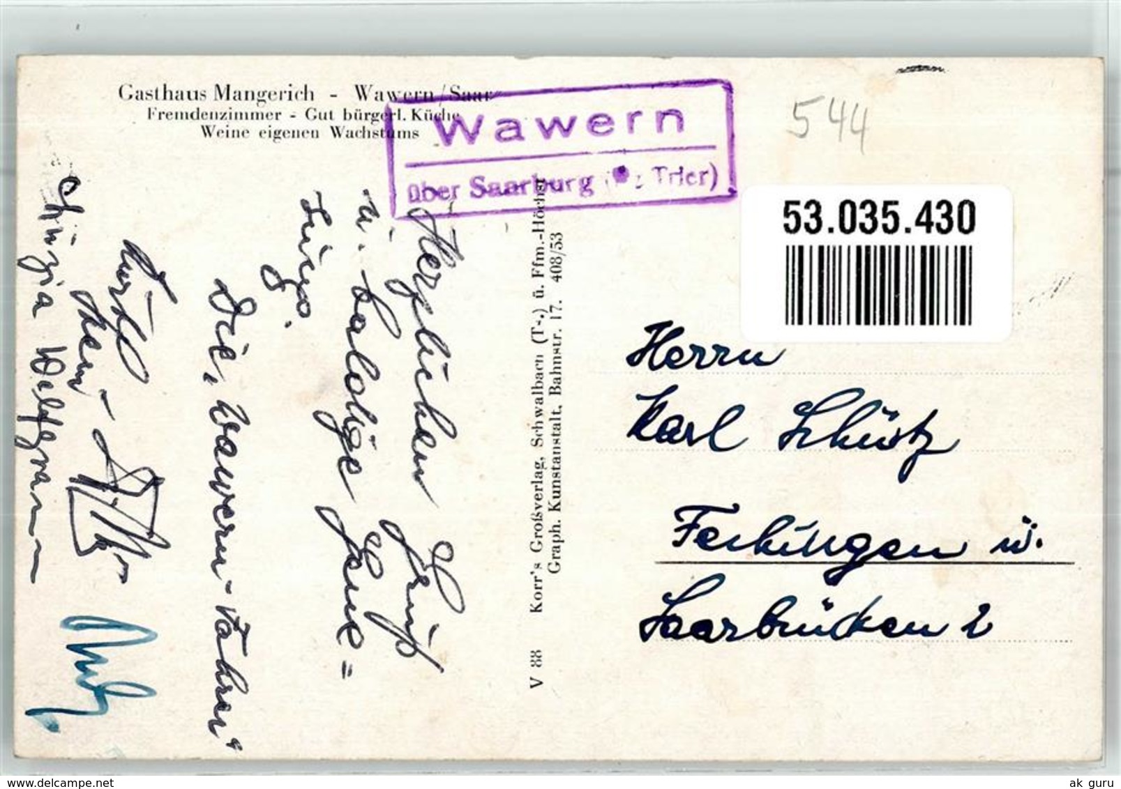 53035430 - Wawern , Saar - Autres & Non Classés