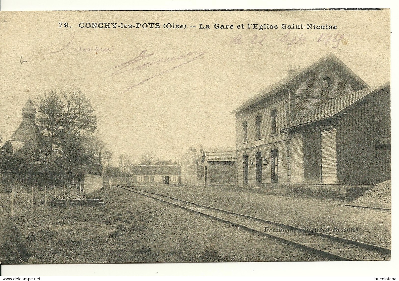 60 - CONCHY LES POTS / LA GARE ET L'EGLISE SAINT NICAISE - Sonstige & Ohne Zuordnung