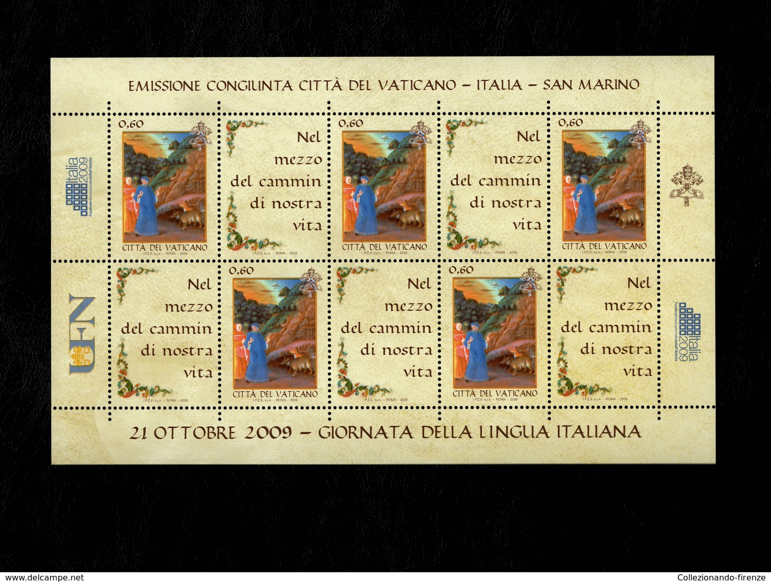 Città Del Vaticano 2009 Giornata Della Lingua Italiana MNH** Foglietto Emissione Congiunta - 2001-10:  Nuovi