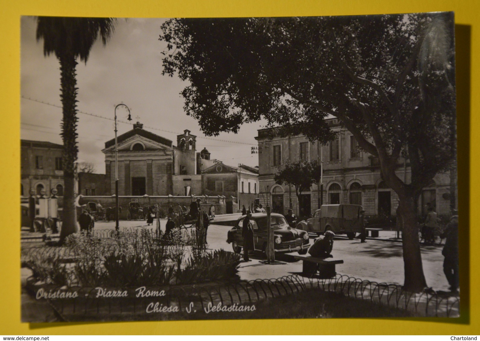 Cartolina Oristano Piazza Roma Chiesa S. Sebastiano 1950 - Oristano