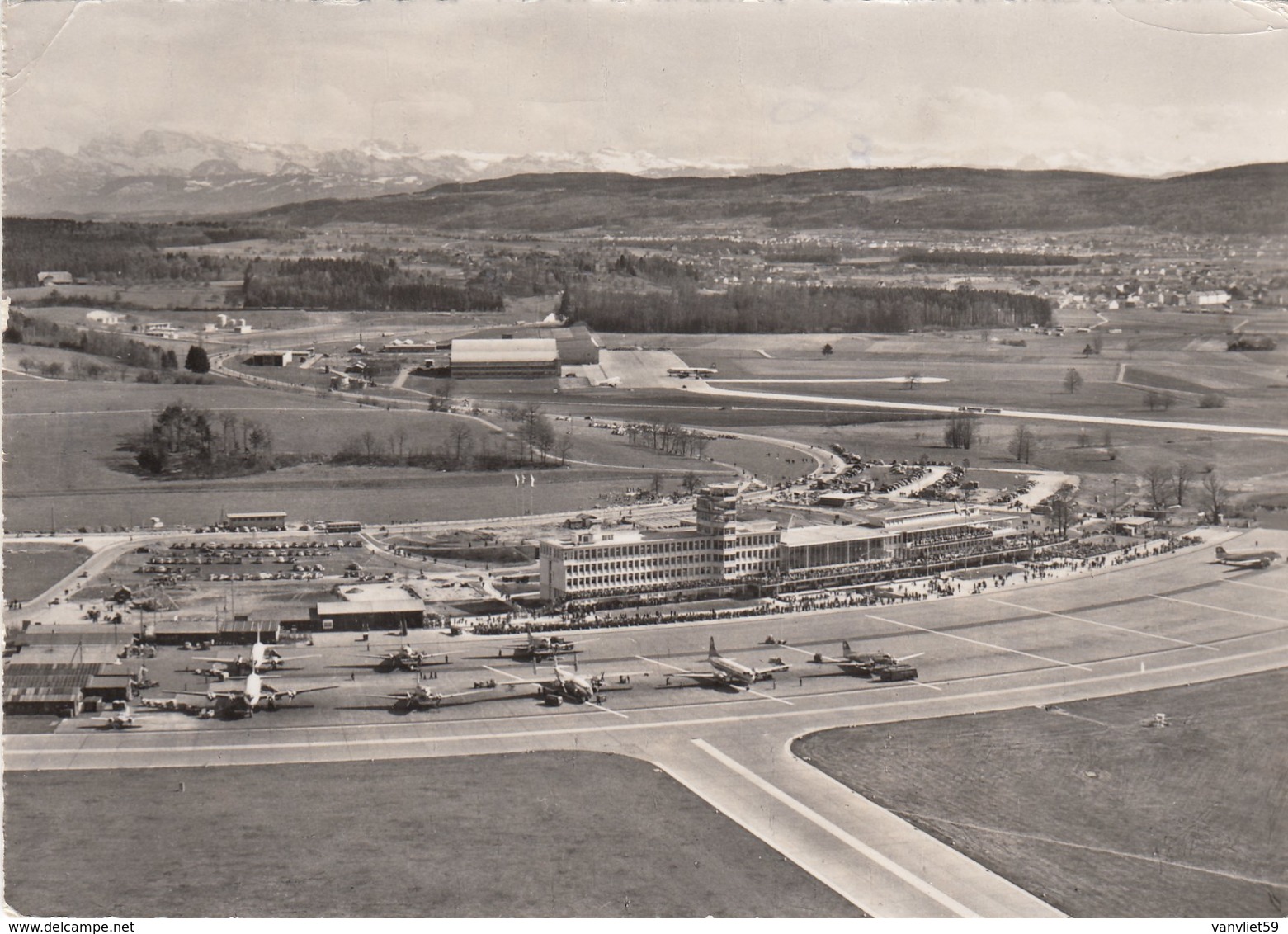 AEROPORTO-AEROPORT-AIRPORT-FLUGHAFEN-AERODROM-=ZURICH KLOTEN=-CARTOLINA  VIAGGIATA IL 21-4-1954 - Aerodromi